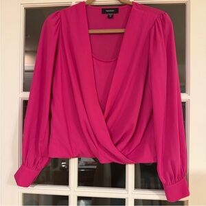 Karen Kane hot pink drape blouse